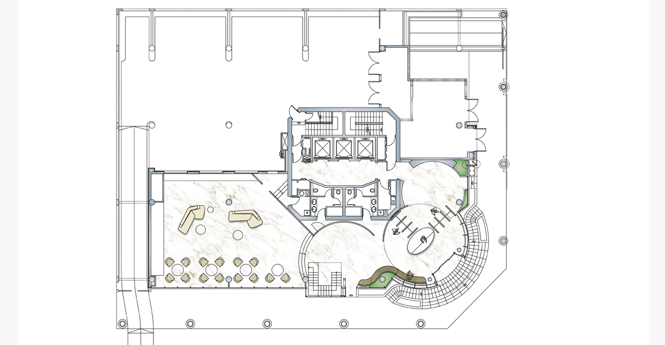 Ground floor plan of an insurance company offices in Bahrain.