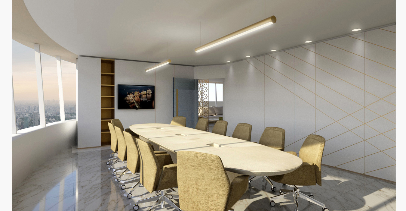 Meeting room interior design of an insurance company in Bahrain.